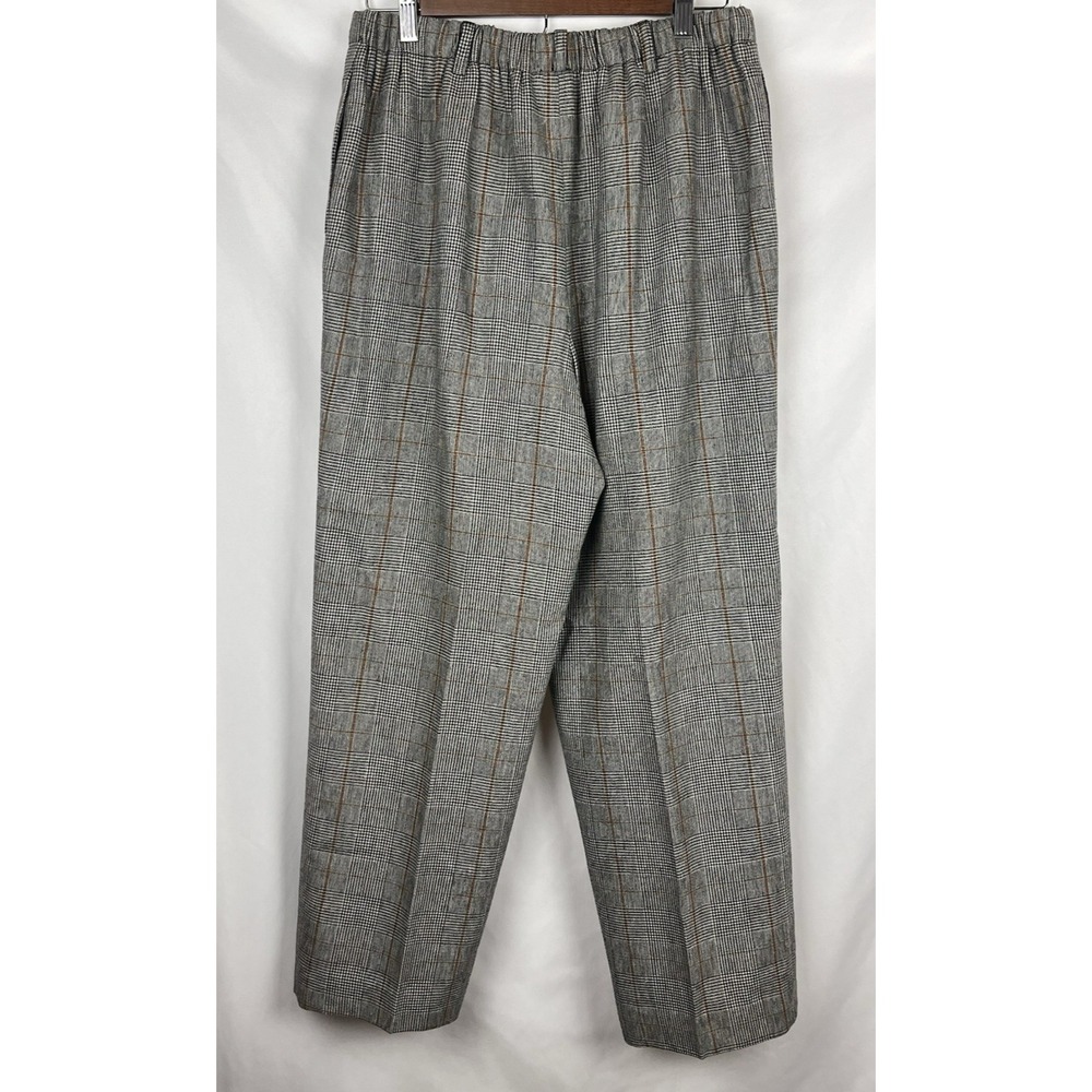 Orvis Wool Blend Elastic Waist Pocket Pants Lined Petite Large Glen Check Plaid - Picture 2 of 13